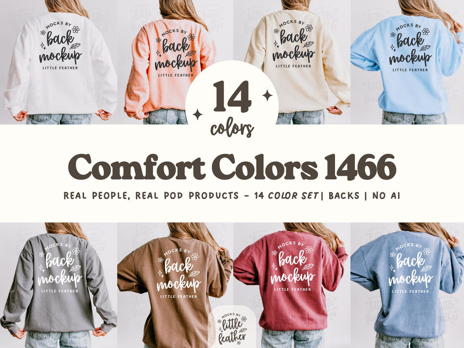 Sweatshirt mockup bundle, back views in multiple colors with centered back graphic