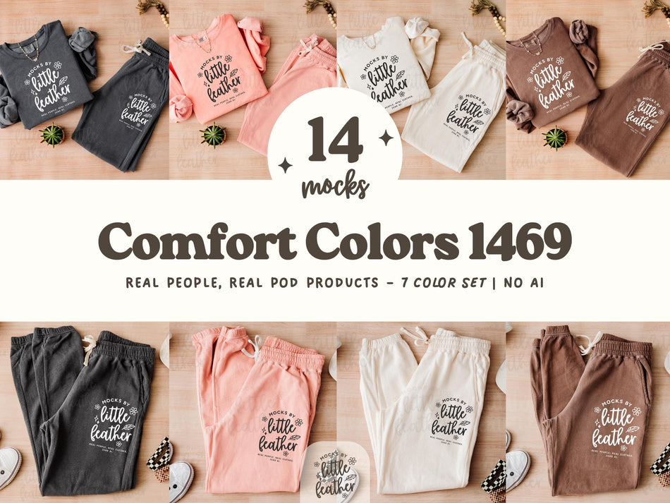 Sweatpants mockup bundle with folded flat-lay sweatpants in multiple colors
