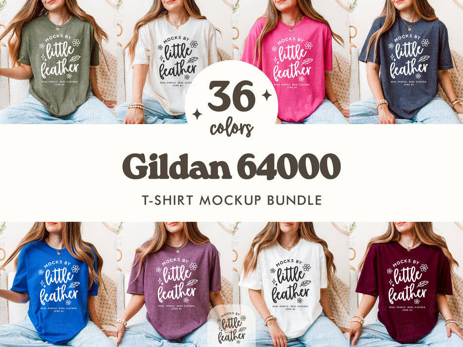 T-shirt mockup bundle collage with multiple color shirts