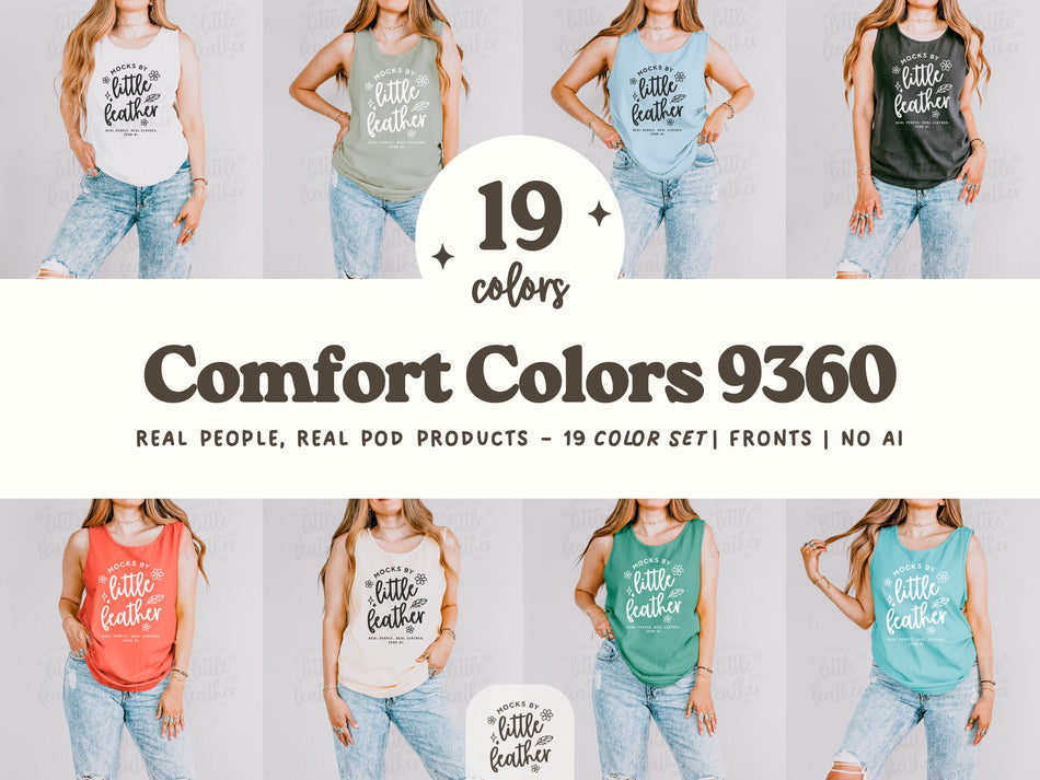 Tank top mockup bundle showing multiple Comfort Colors 9360 colors on a model