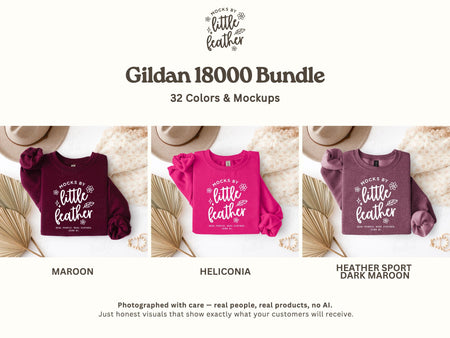 The image is a collage of three images showing different colored shirts, each with a caption describing the color and the type of clothing.