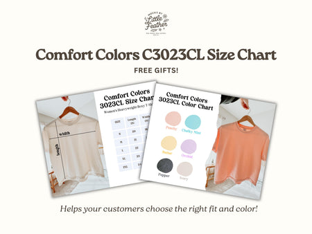 Boxy crop T-shirt size chart with tees shown on hangers