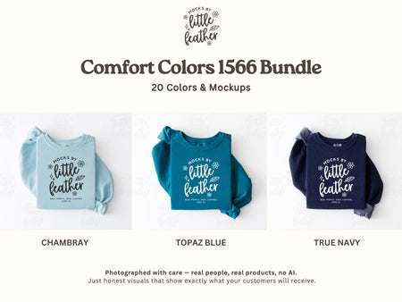The image is a collection of three different colored tops, each with a unique design and color, arranged in a row.